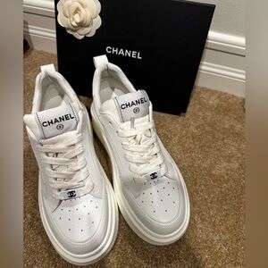 White Leather Low-Top Sneakers